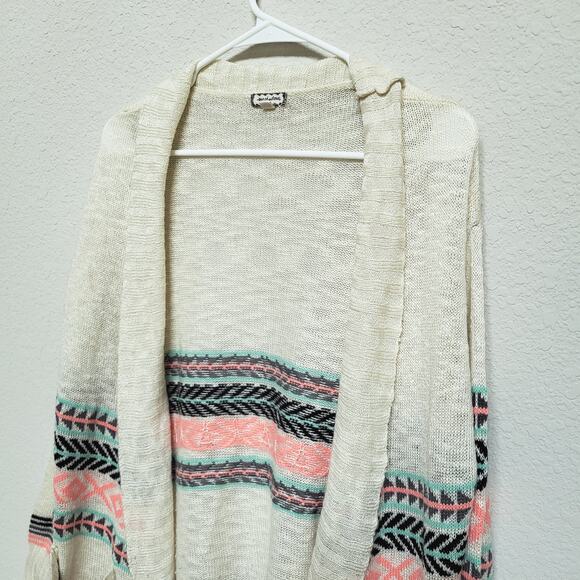 Eyeshadow Cream Cardigan with Pink and Teal Stripes - Picture 10 of 13